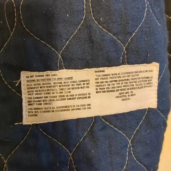 Vintage flame proof quilted jacket Topps safety apparel - Picture 6 of 8